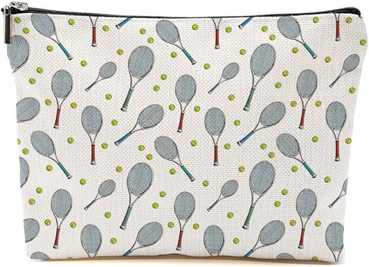 Cute Tennis Makeup Bag Tennis Gifts Tennis Accessories Tennis Lovers Travel Accessories Bag Mothers Day Birthday Inspirational Retirement Gifts for Women Friends Coach Tennis Player Sports Mom BFF