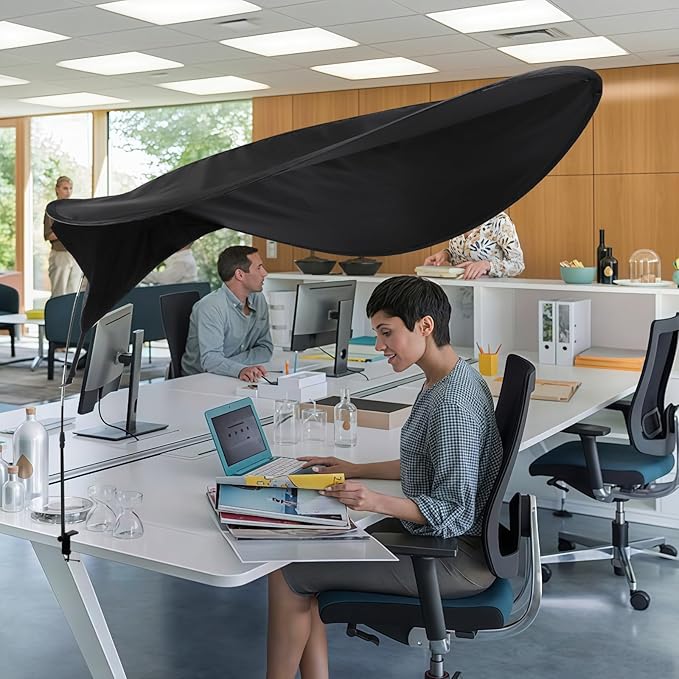Adjustable Office Cubicle Desk Shade –Blocks Light and Visual Distractions,70" Extra-Large Portable Shade for Office Cubicles and Desks