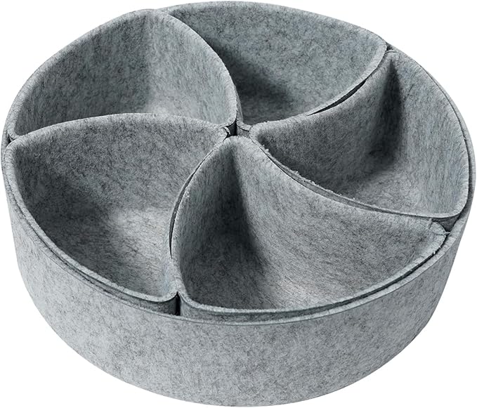 Felt Desk Drawer Organizer Tray,8 Pack Office Desk Drawer Dividers,Felt Drawer Round Storage Box For Saving Space,Makeup Drawer Organizer Bins.(Light Gray)