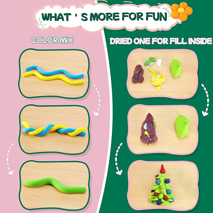 Chico Land 24 Colors Air Dry Clay, Gift for Boys & Girls Age 4+ Year Old, DIY Model Modeling Clay kit for Kids, with Sculpting Tools, Storage Bags, Kids Art Crafts