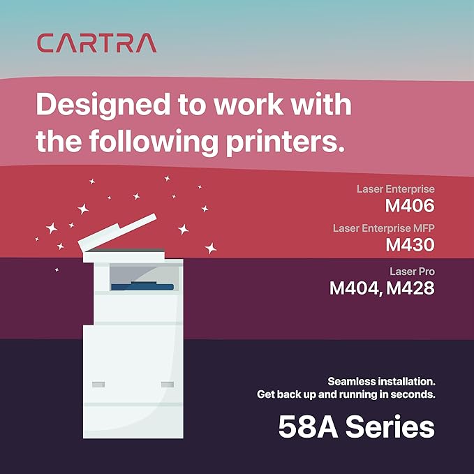 CARTRA 58A 2 Pack Toner Cartridge for HP M404 58X CF258A CF258X Black Compatible with Laserjet Enterprise M404n, M404dn, M404dw, M428dw, M428fdn, M428fdw, M428, M406dn, M406, M430f, M430