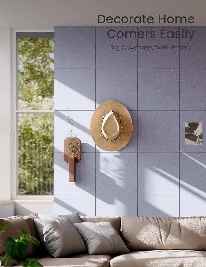 Large Felt Bulletin Board 36" x 24" Cork Board Alternative-6 Pack with 40 Safe Removable Adhesive Tabs, Cork Boards for Walls Cork Board for Home Office Classroom Pin Board - Soft Periwinkle