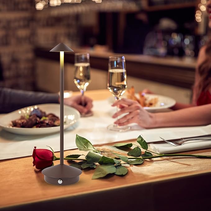 Cordless Table Lamp 2 Pack, Portable Led Desk Lamp 6000mAh Battery Operated Table Lamp, Mordern Rechargeable Night Light in Aluminum, Dimmable Table Light for Indoor Outdoor