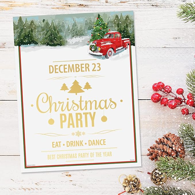 Red Truck Christmas Stationery - Holiday Letters, Printer Paper, 25 Sheets, 8½ x 11 Inch, by Current