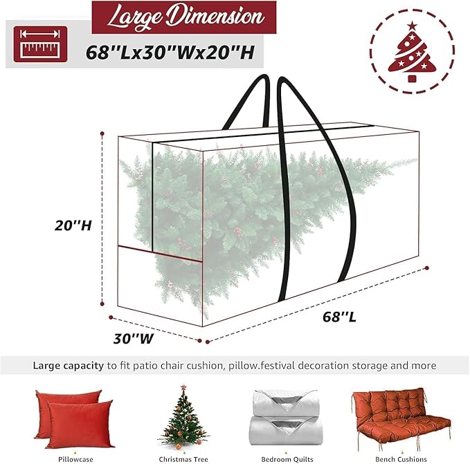 2 Pack 9-12 Ft Tall Christmas Tree Storage Bag 420D Xmas Tree Storage Bag Extra Large Artificial Christmas Tree Bag with Reinforced Carry Handles and Zippers