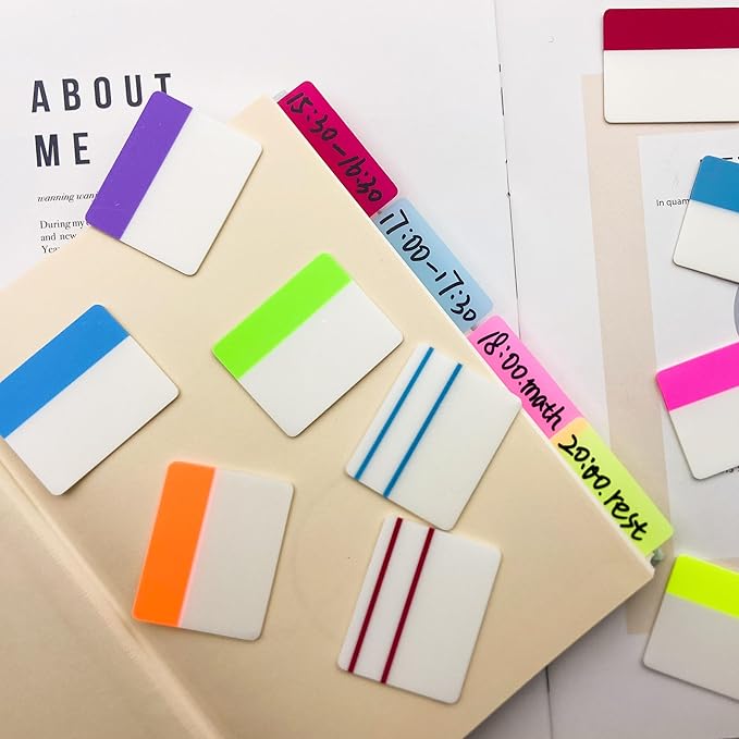 2 Inch Sticky Index Tabs, 600Pcs Writable and Repositionable File Tabs Flags Colored Page Markers Labels for Books, Binders, Classify Files and Books, Reading Notes (21 Set)