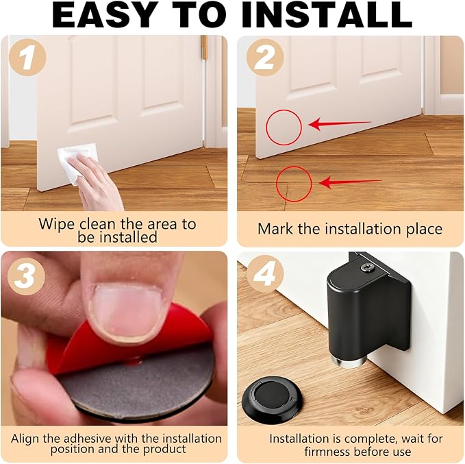 Door Wedge Stopper,2026 New Magnetic Doors Stoppers for Bottom of Door,No Drill Invisible Doorstops for Inside Door,Heavy Duty Invisible Door Stop, Magnetic Doors Catch Holder to Keep Doors Open