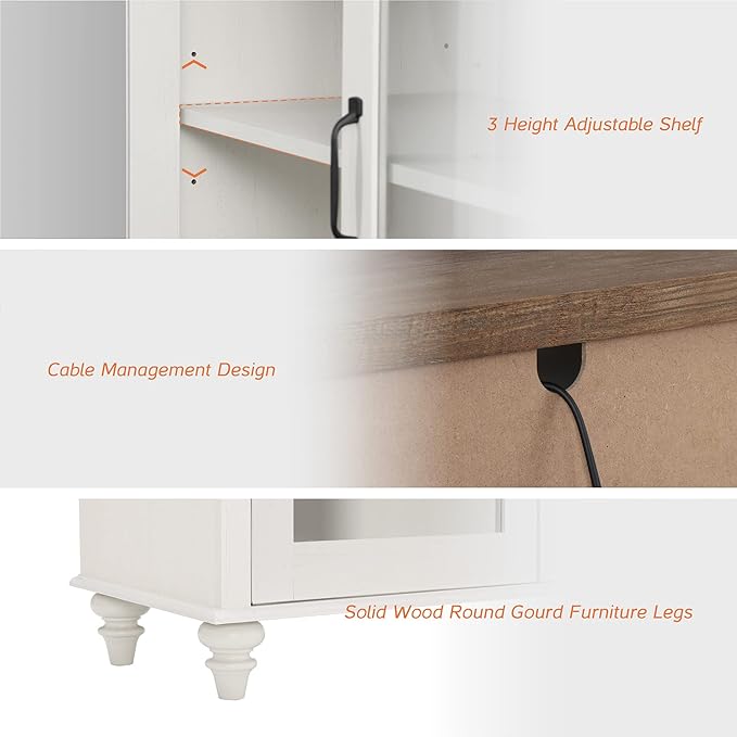 WAMPAT 5 Tier Wooden Bookcase 72" Tall Bookshelf with Adjustable Shelves and Storage Cabinet，Library Wood Bookshelves for Living Room, Study Room, Bedroom, White