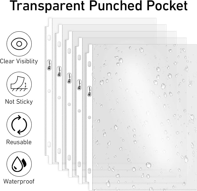 120 Pack Extra Heavyweight Plastic Page Protectors,8.5 x 11in Top Loading Sheet Protectors with Markers Notes, Reinforced 3 Hole Punch for Binders,Plastic Sleeves for Paper Protector Letter Size