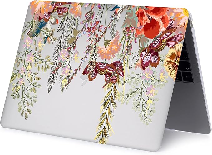 Case Compatible with MacBook Pro 15 inch 2019 2018 2017 2016 Release A1990 A1707 with Touch Bar, Plastic Hard Shell Laptop Case Cover & Keyboard Protector - Flower
