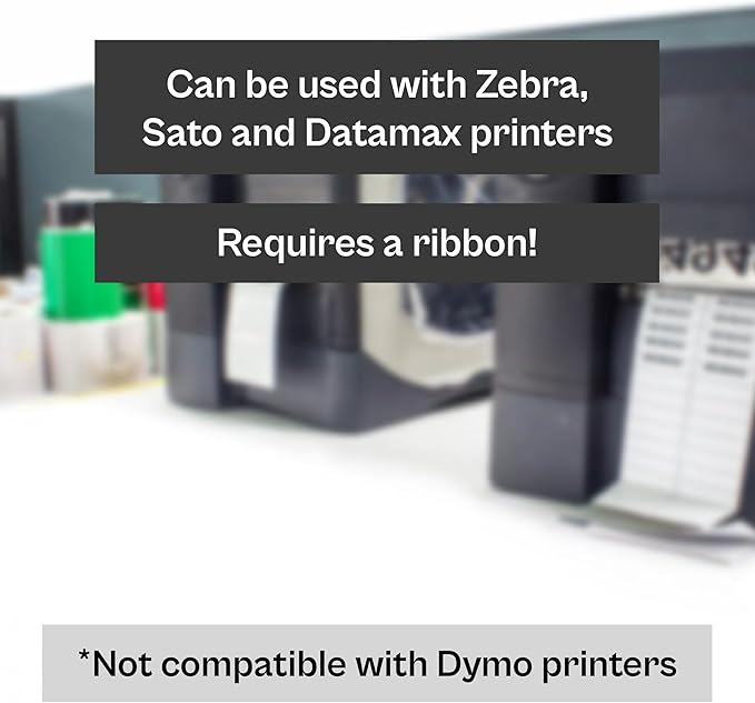 PSBM Thermal Transfer Labels, 4x2 Inch, 4 Rolls, 2875 Labels/Roll, 3 Inch Core, Perforated, Must Have Thermal Ribbon (Not Included)