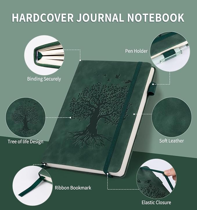 Lined Journal Notebook for Women Men, B5 Hardcover Leather Journals for Writing, 200 Pages Thick Paper, Daily Journal Notebook for Work, School, Note Taking, Business, Travel, College Ruled