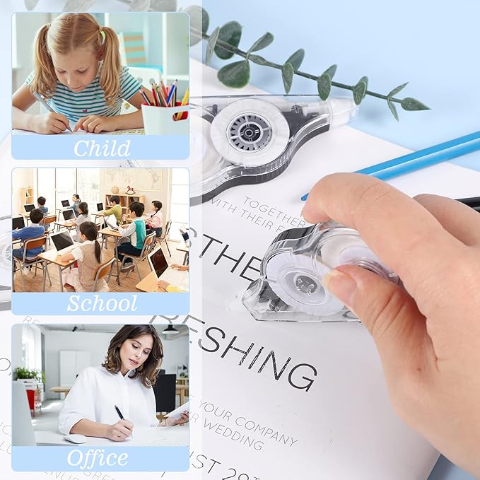 BESARME 12 Pack Correction Tapes, 39 Feet Each Correction Tape Roller Correction Tape Pen for Students Office Supplies, 1/5 X 472 Inches