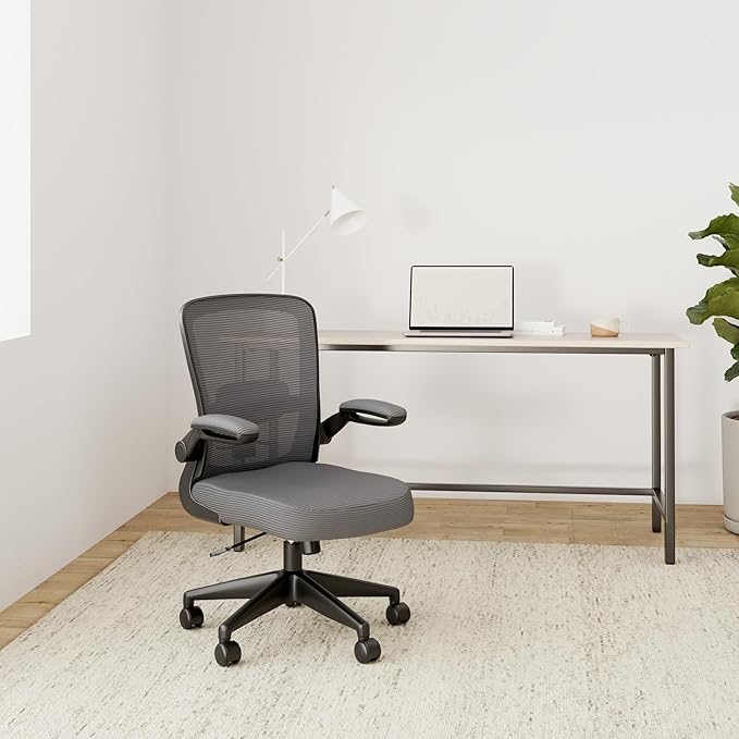 FelixKing Office Chair, Ergonomic Desk Chair Breathable Mesh Chairs with Adjustable High Back Lumbar Support Flip-up Armrests, Executive Swivel Comfy Task Computer Chairs for Home Office Dark Gray