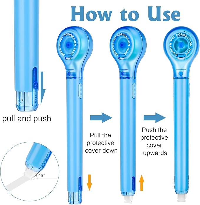 8 Pack Correction Tape Pens, 8 Color Comfortable Pen Shape Correction Pen Tape Pens Easy to Use Applicator for Instant Correction School Office Supplies, 1/5" X 236"