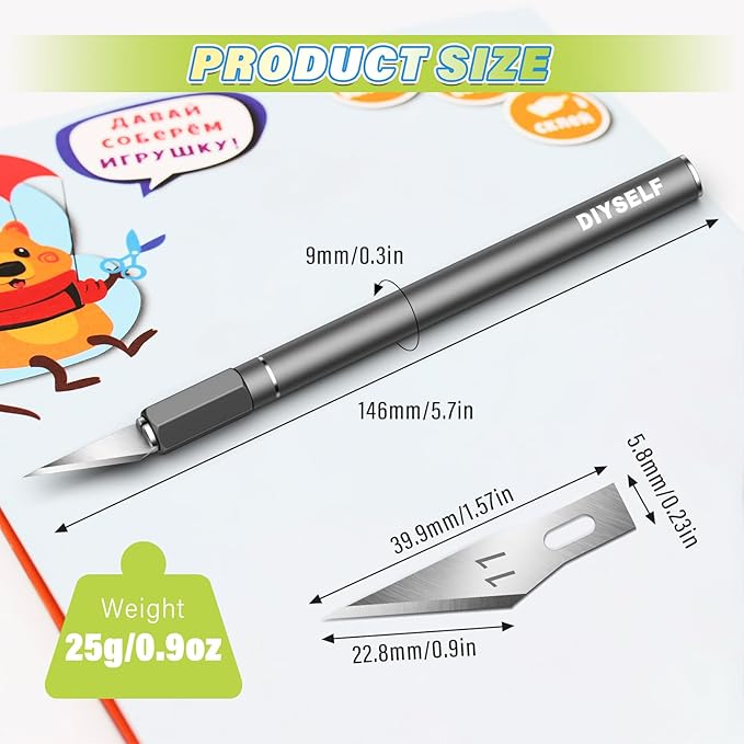 DIYSELF Exacto Knife 12 Pcs Exacto Knife Set with Case Craft Knife Hobby Knife Exacto Knives for Crafting Scrapbooking Rubber Stamps Handmade Work Precision Knife with 11 Blades