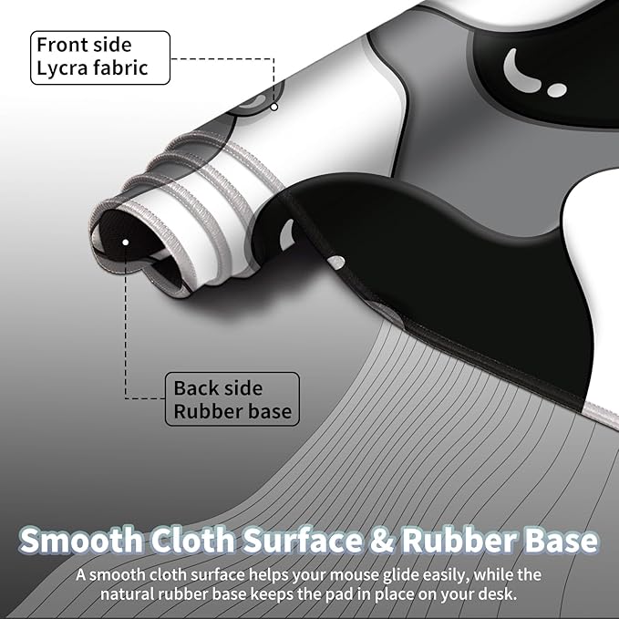 Gaming Mouse Pad, Grey Black White Big Desk Pad for Keyboard and Mouse, Extended 35.5" X 15.75" in Computer Keyboard Mouse Mat 3mm Thick XXL Rubber Mousepad for Laptop Gamer, Cool Geometric