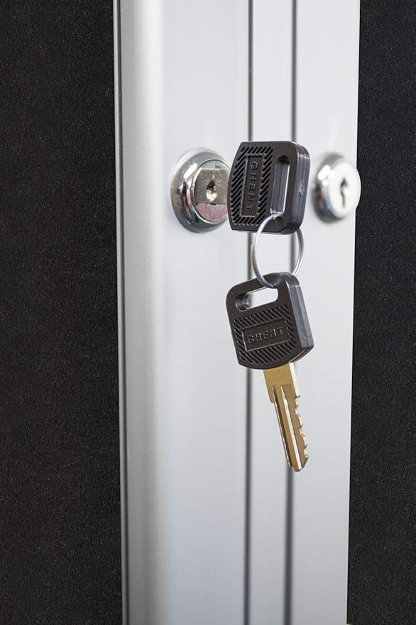 Ghent 36"x72" 3-Door indoor Enclosed Recycled Rubber Bulletin Board, Shatter Resistant, with Lock, Satin Aluminum Frame, Confetti (PA33672TR-CF) ,Made in the USA