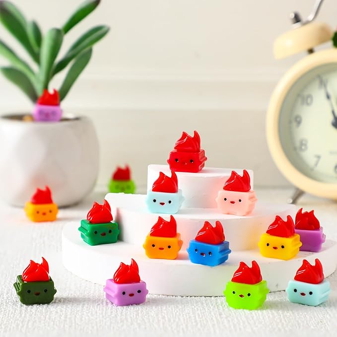 100 Pcs Mini Dumpster Fire Ornament Halloween Employee Appreciation Gifts Bulk Funny Thank You Gifts Resin Dumpster Figurines Desk Accessories for Team Coworkers Teacher (Bright Colors)