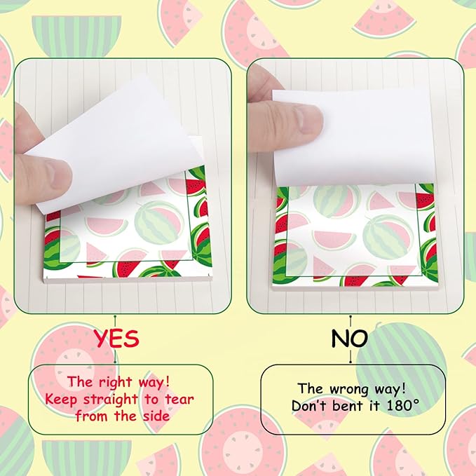 9 Pieces Summer Watermelon Sticky Notes Adhesive Cute Watermelon Memo Notes 3 X 3 Inch Self-Stick Note Pads for School Office Home Supplies Students Teachers Presents, 9 Styles