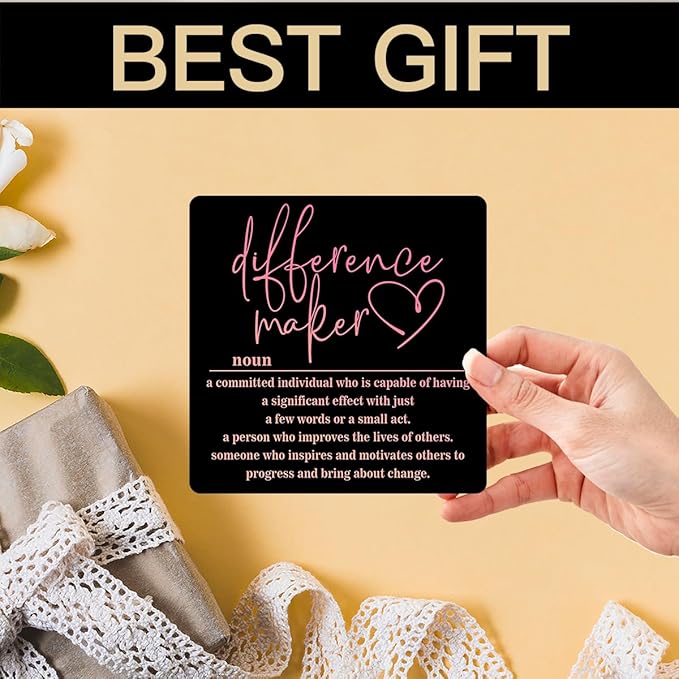 Wooden Table Sign Office Decor Difference Maker Definition Desk Decor Wood Plaque With Stand Thank You Gifts for Boss Women Best Mom Coworker Teacher Office Desk Accessories(Black)-C02