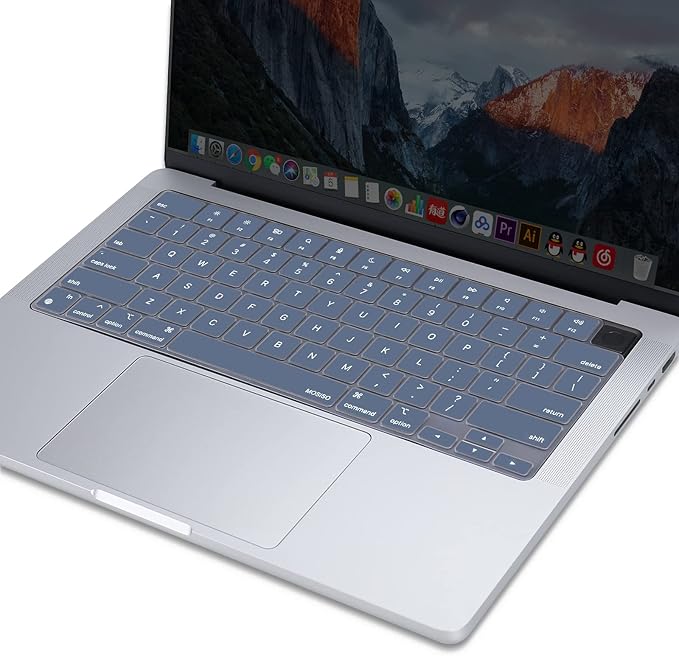 MOSISO Keyboard Cover Skin Compatible with MacBook Air 15 inch M3 A3114 M2 A2941/Air 13.6 A3113 A2681/Pro 14/16 M4 M3 M2 M1, Steel Blue