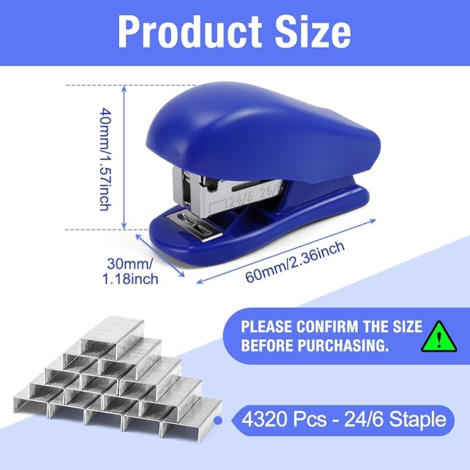 9 Pieces Mini Stapler with Staples,Small Stapler with 4320 Standard Staples,20 Sheet Capacity Office Desktop Staplers,Portable Compact Staplers for Office Student Home(Blue, White, Black)