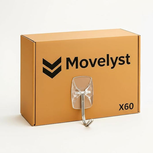 60 Small Hooks+80 Removable Strips, Clear Wire Hanger Hooks, Damage-Free Utility Hooks, Heavy Duty with Adhesive Strips, No Tools Wall Hook for Hanging, Value Pack