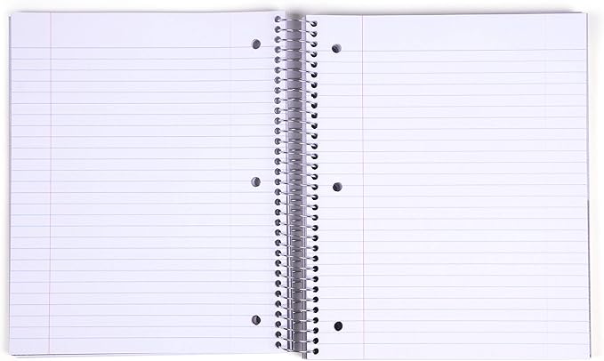 Mintra Office Durable Spiral Notebooks, 5 Subject (Purple, Wide Ruled 1pk)