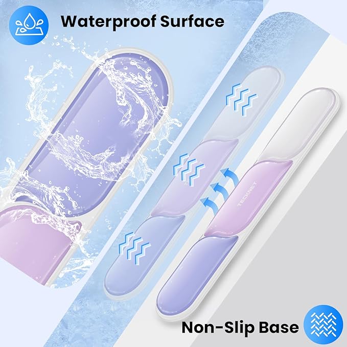 TECKNET Silicone Gel Wrist Rest for Computer Keyboard, Ergonomic Clear Gel Keyboard Wrist Rest Set for Typing Pain Relief, Comfortable Cool-Touch Wrist Support Pad for Office, Gaming, Study, Purple
