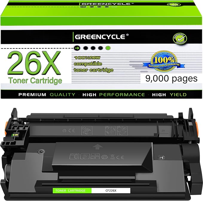greencycle Compatible Toner Cartridge Replacement for HP 26X CF226X 26A CF226A for Laserjet Pro M402n M402dn M402dw M402dne MFP M426fdw MFP M426fdn Printer (Black, 1-Pack)