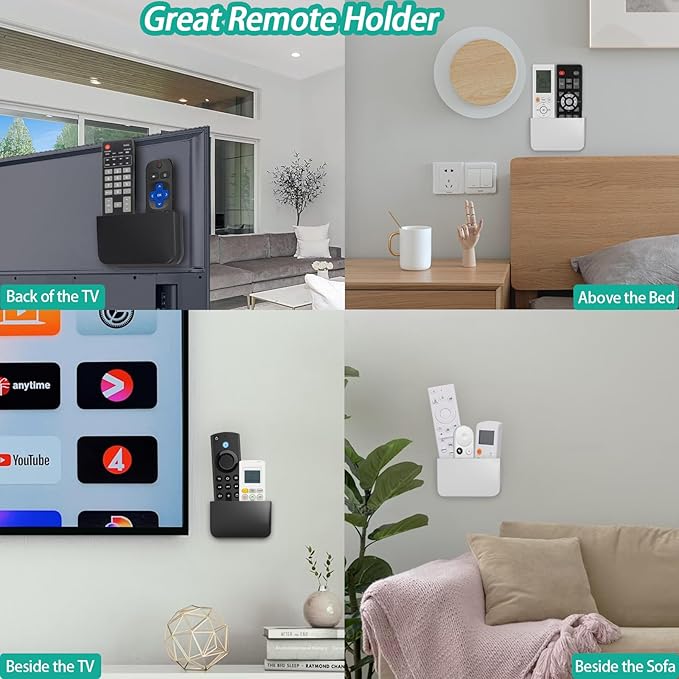 Magnetic Remote Control Holder Wall Mount, 2 Pack TV Remote Holder Wall Mount, Magnetic Pen Holders for Refrigerator, Whiteboard Marker, Locker Organizer, Office Organizer (Black)