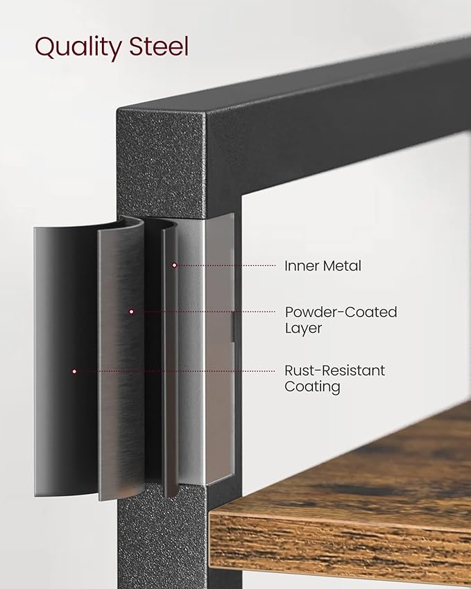 VASAGLE 6-Tier Bookshelf, Bookcase with Steel Frame, Book Shelf for Living Room, Home Office, Study, 11.8 x 15.7 x 73.2 Inches, Industrial Style, Rustic Brown and Ink Black ULLS101B01