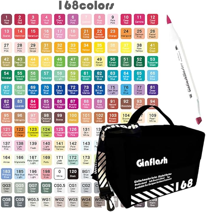 Brush Chisel Tip Art Markers Designer Pen Sketch Alcohol Markers Dual Tips Manga Drawing Coloring book marker (168)