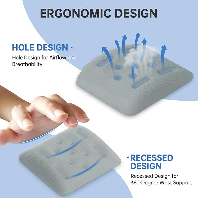 Upgraded Wrist Rest for Laptop, Ergonomic Memory Foam Laptop Wrist Pads for Computer Keyboard, Wrist Support Cushion for Typing (Greyish-Green)