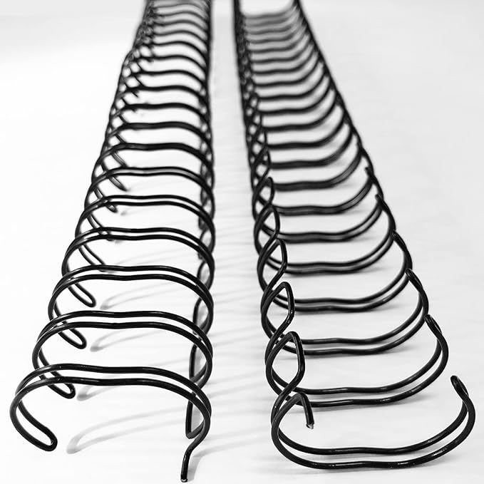 Binditek 50 Pack Double Loop Wire Binding Spines, 3/4Inch Binding Wire for Letter Size, 2:1 Pitch, 180 Sheet Capacity, 21-Loop, Black, for Students and Coworkers