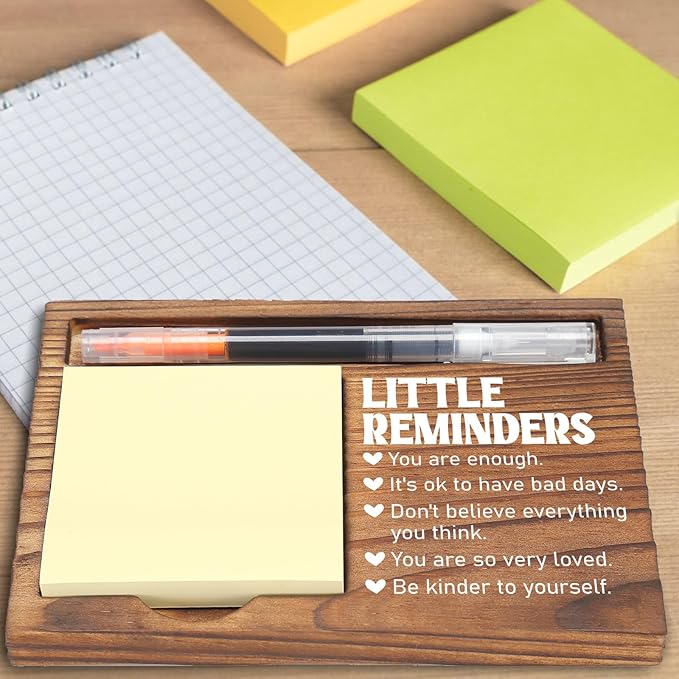 Little Reminders Sticky Note Holder, Encouraging Desk Organizer for Mental Wellness, Self-Care Inspirational Gift for Women, Friends, Self-Stick Note Pad Holders EDP119