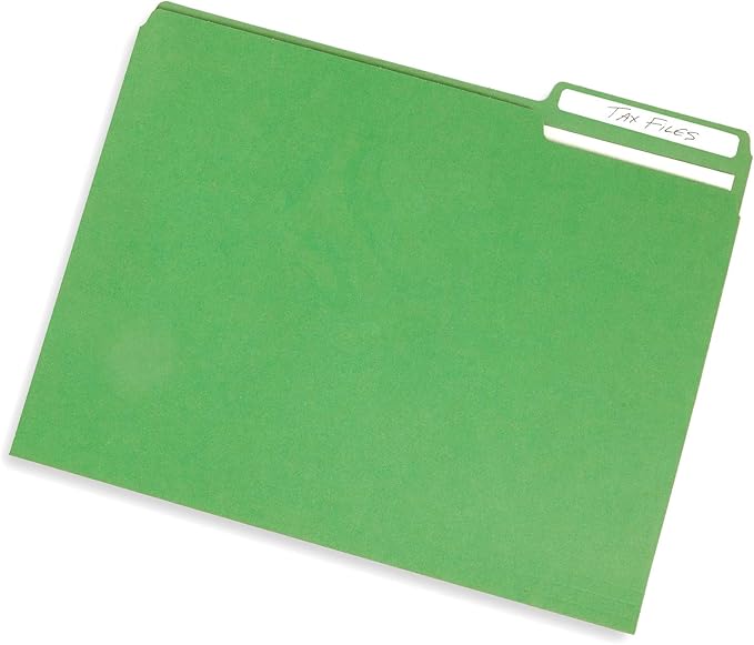 Blue Summit Supplies File Folder, 1/3 Cut Tab, Letter Size, Green, Great for Organizing and Easy File Storage, 100 Per Box