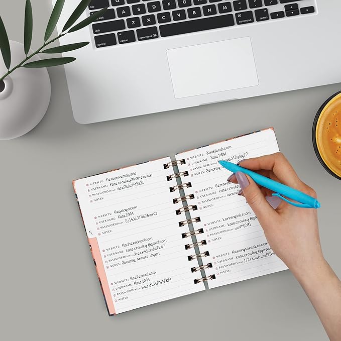 PLANBERRY Password Book Premium – Small Internet Address Organizer with A-Z Tabs – Pocket Website Password Keeper with Alphabetical Tabs – 4.7x5.7″, Hardcover (Tropical Night)