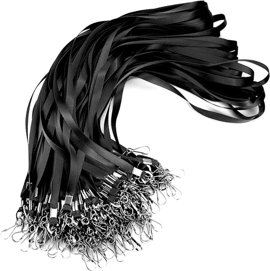 Bulk Lanyards Lanyards for ID Badges,Lanyards with Swivel Hook Clips for Name Tag Lanyard ID Holder (Black, 100 Packs)