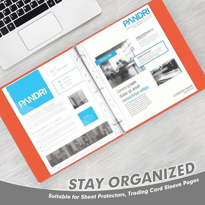 3 Ring Binder 2 Inch, PANDRI 6 Pack 2-Inch Binder Fits Letter Size 8.5'' x 11'' Paper, Versatile Binders for Office Home School, 2 Pockets, Assorted 6 Color