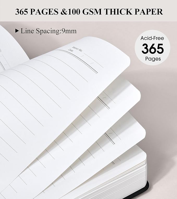 365 Page Thick Lined Journal Notebook for Men Women, B5 Large Leather Journals for Writing, Hardcover Notebooks for Work, School, Note Taking, Business, Travel Diary, College Ruled 7.6" x 10"