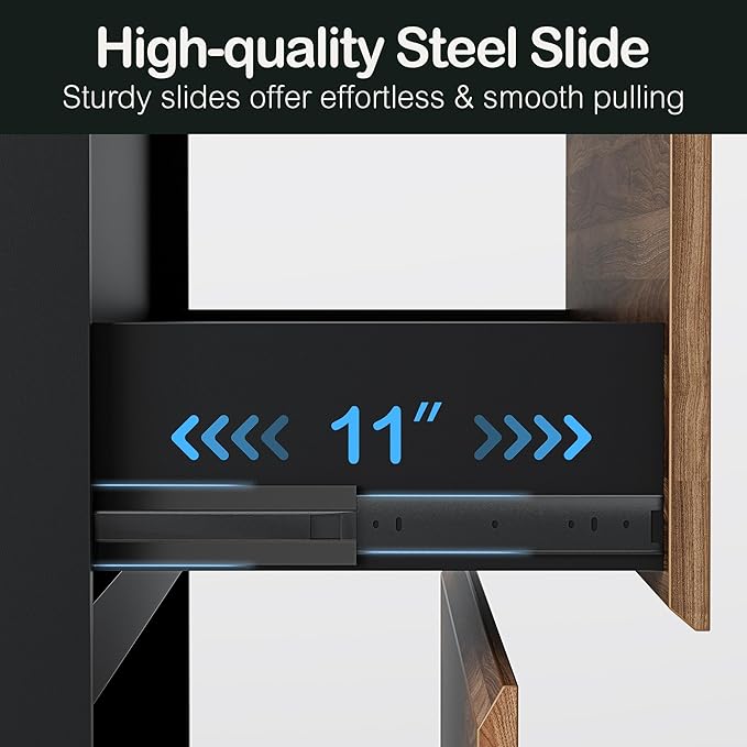 2 Drawer Lateral File Cabinet, 31w*28h Wood Filing Cabinet with Anti-tilt Mechanism, Home Office Storage Filing for Letter, A4 & Legal Size, Black Walnut