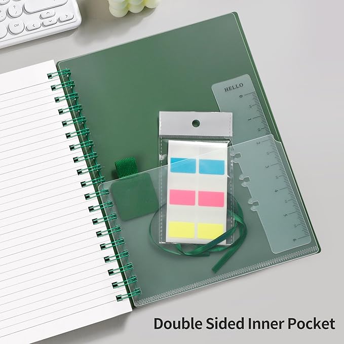 RETTACY Spiral College Ruled Notebook, 300 Pages, A5 Medium Size (5.7" x 8.2"), for School, Work, Writing, Journaling, 100 GSM Thick Paper, Flexible Plastic Cover (Navy Blue)