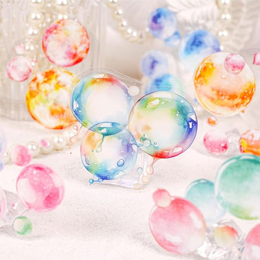 90 Pieces Exquisite Dreamy Bubble PET Sticker Set, Aesthetic Decorative Coloful Bubble Stickers for Scrapbooking, Journaling, Waterproof DIY Crafts, and Junk Journal Supplies
