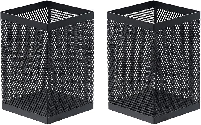 Comix Mesh Pen Holder Desk, Wire Pencil Holder with Foam Pad and Non-Slip Bottom Office Supplies Desk Organizer for Home Office School, 2 Packs