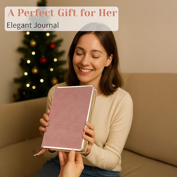 CAGIE Elegant Gold-Edged Journal for Women – Aesthetic Vegan Leather A5 Notebook, 256 Pages 100GSM Thick Paper Hardcover Diary, Gift Journals for Writing