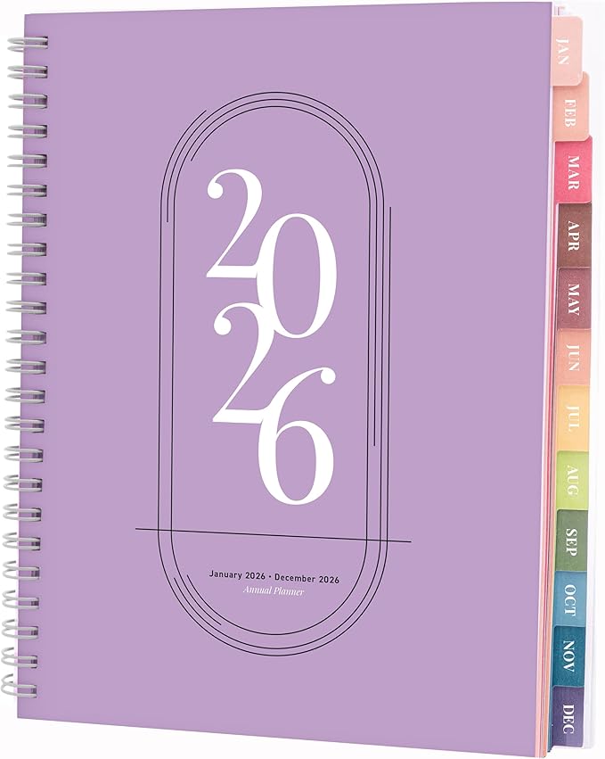 Rileys 2026 Planner, Agenda Planner With Weekly And Monthly View, Daily Agenda Book And Yearly Planners Calendar Book, Spiral Bound With Tabs, Notes, Goals And Holidays (Lilac, 8 x 6 in)