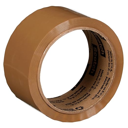 3M Scotch 371 Industrial-Grade Packing Tape, Tan, 48 mm x 50 m, High Performance Sealing Tape for Medium-Duty Commercial Box and Carton Sealing, Moving, Packaging and Shipping, 6 Pack