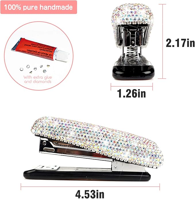Diamond Crystal Handmade Bling Dazzling Stapler for Office, School, or Home (AB Color)